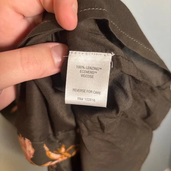 Garnet Hill Jardin Crepe Mini Dress Size XS Brown Floral Fall Boho - Picture 10 of 11